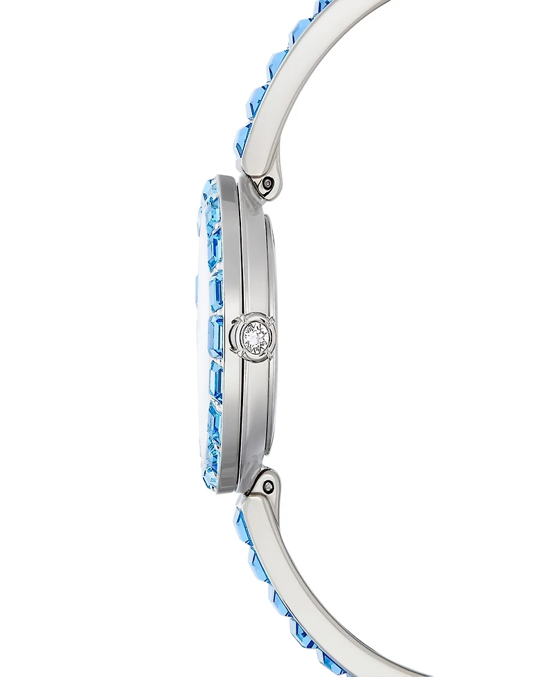 Swarovski Matrix Bangle Swiss Crystal Bracelet Blue Stainless Steel Watch 25 x 25mm