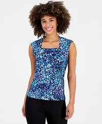 Kasper Women's Square-Neck Cap-Sleeve Top