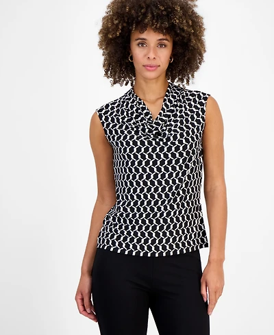 Kasper Women's Cowl-Neck Cap-Sleeve Blouse