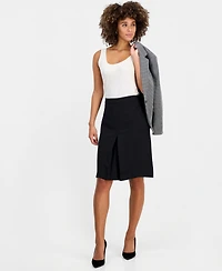 Kasper Petite Box Pleated Front A-line Skirt