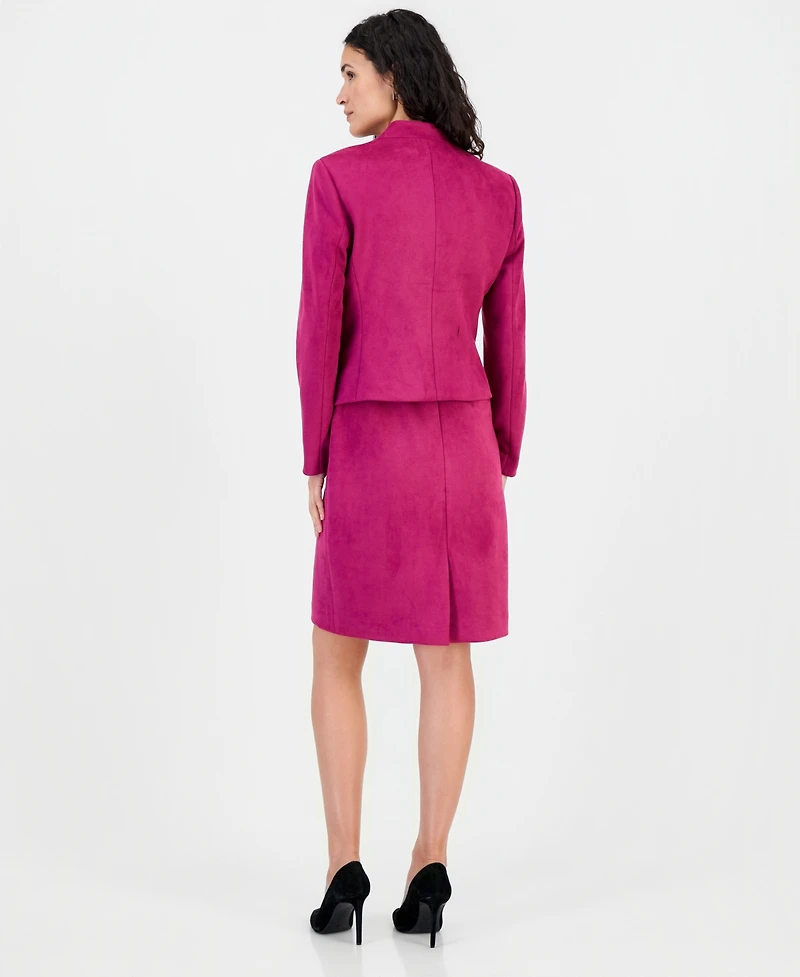 Kasper Women's Faux Suede Collared Open-Front Blazer