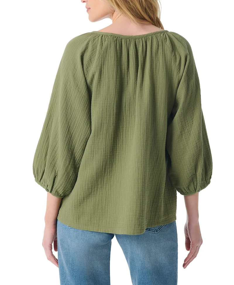 Gloria Vanderbilt Women's Round Neck Peasant-Style Top