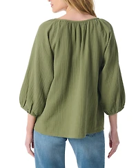Gloria Vanderbilt Women's Round Neck Peasant-Style Top