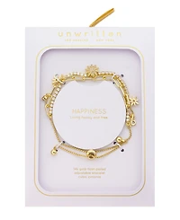 Unwritten Cubic Zirconia Gold-Tone Plated Celestial Layered Bolo Bracelet