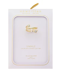 Unwritten Cubic Zirconia Gold-Tone Plated Double Stone Bypass Ring