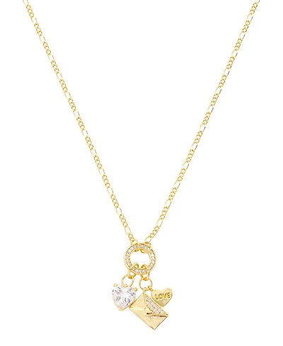 Unwritten Cubic Zirconia Gold-Tone Plated Cluster Charm Necklace