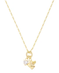 Unwritten Cubic Zirconia Gold-Tone Plated Cluster Charm Necklace