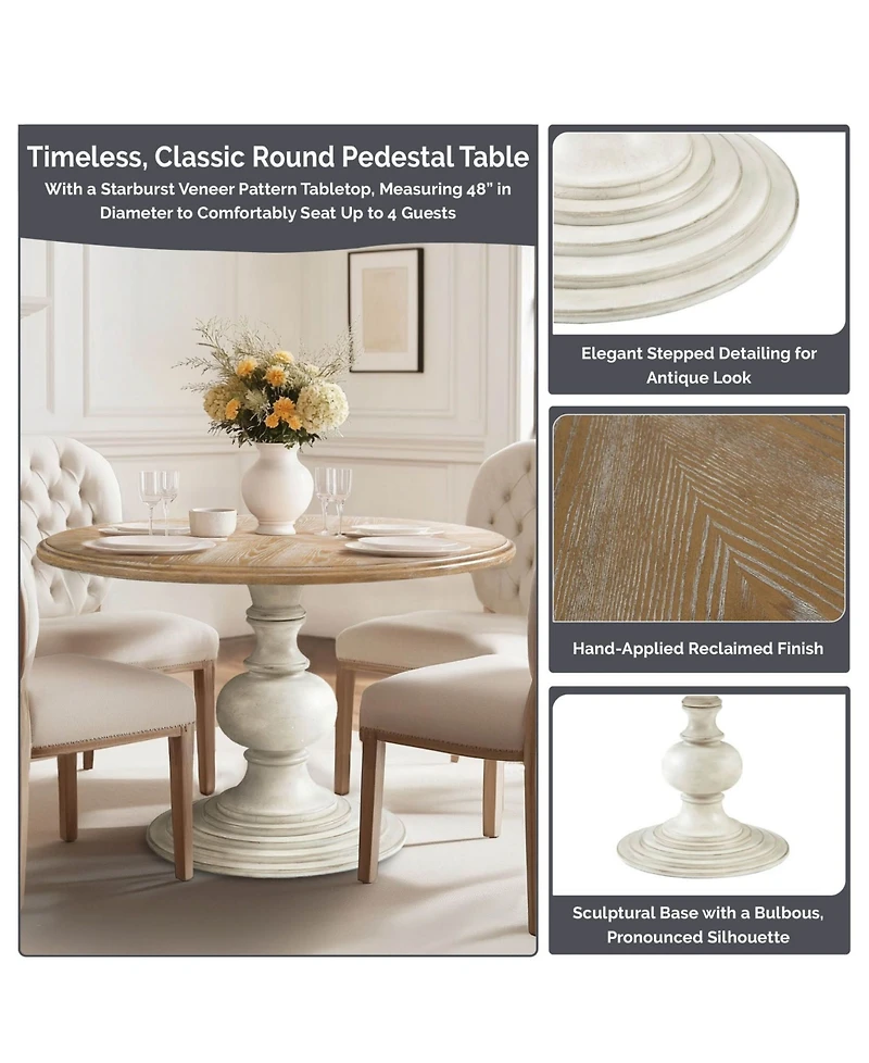 Madison Park Lexi 48" Round Wood Pedestal Dining Table