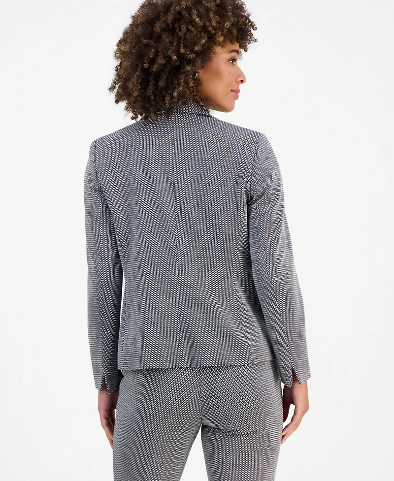 Kasper Petite Shirred One-Button Front Notch Collar Jacket