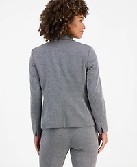Kasper Petite Shirred One-Button Front Notch Collar Jacket