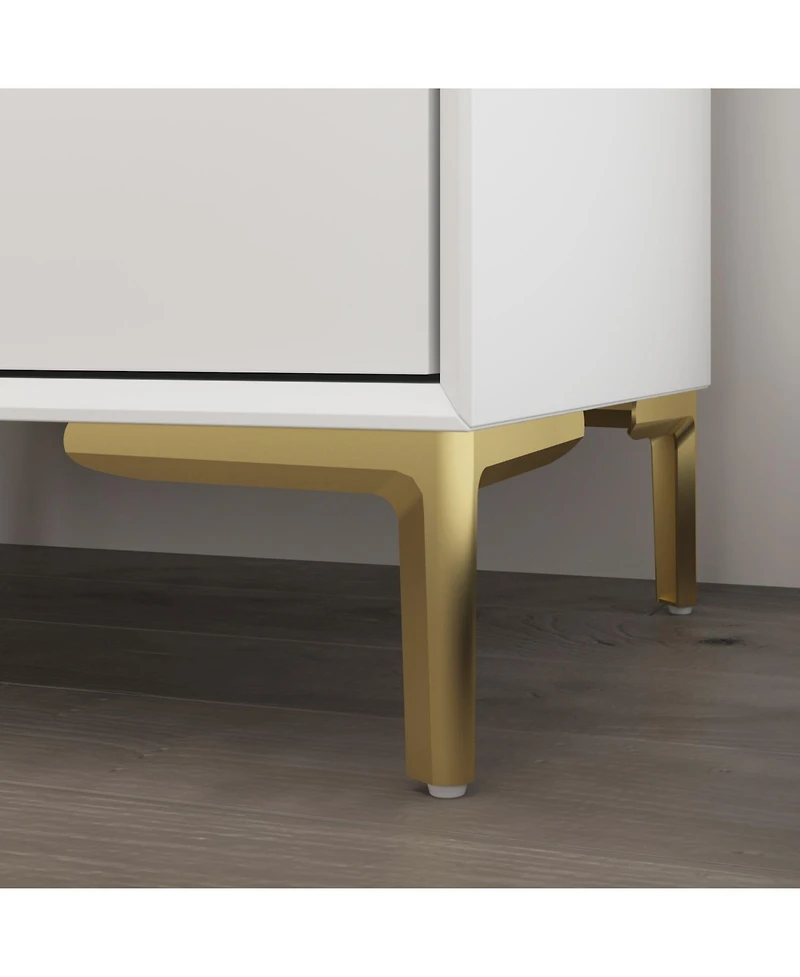 Homsee Modern 3-Drawer Nightstand with Gold Handles -3 Inch Storage Cabinet with Slanted Edge Frame