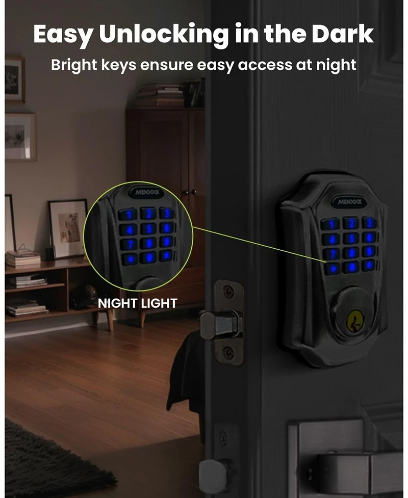 Zachvo Keyless-Entry Smartphone Bluetooth Deadbolt Smart Lock with Touch Keypad, Auto-Lock, IP54 Waterproof, Satin Nickel