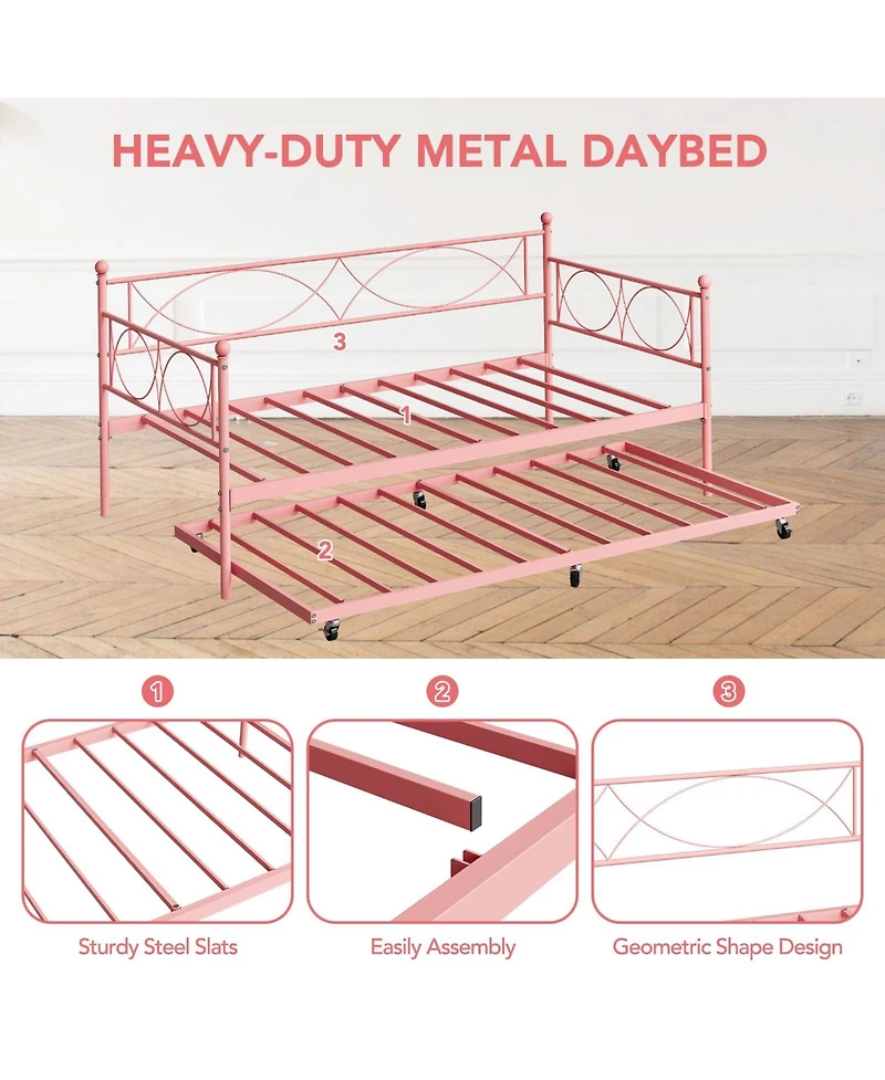gaomon Twin Daybed with Trundle, Day Bed Trundle Twin, Mattress Foundation