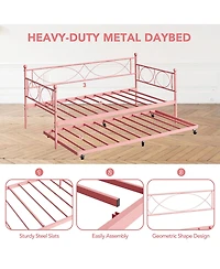 gaomon Twin Daybed with Trundle, Day Bed Trundle Twin, Mattress Foundation