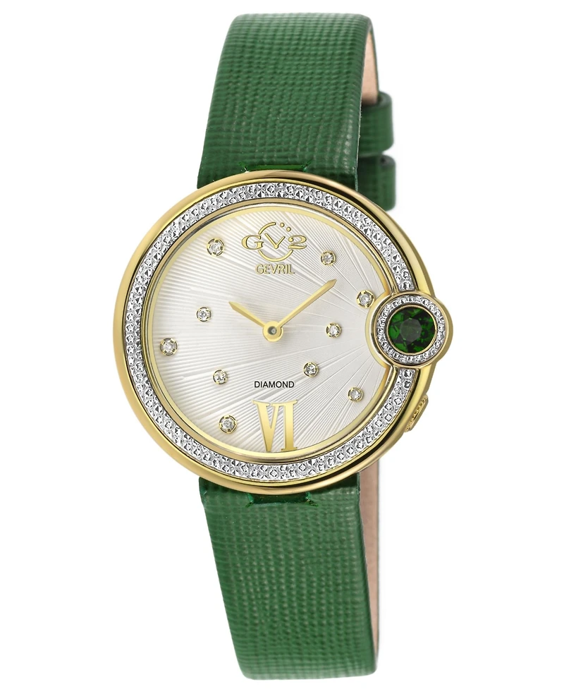GV2 by Gevril Women's Perugia Swiss Quartz Diamond Hand made Italian saffiano leather Strap Watch