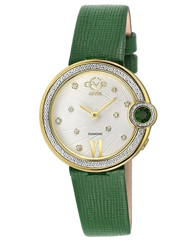 GV2 by Gevril Women's Perugia Swiss Quartz Diamond Hand made Italian saffiano leather Strap Watch