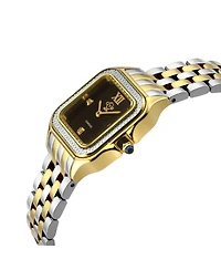 GV2 by Gevril Women's Milan Swiss Quartz Diamond Two toned Ss Ipyg Stainless Steel Bracelet Watch