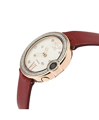 GV2 by Gevril Women's Perugia Swiss Quartz Diamond Hand made Italian saffiano leather Strap Watch