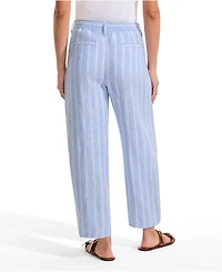 Lands' End Petite Linen High Rise Pleated Barrel Leg Ankle Pants