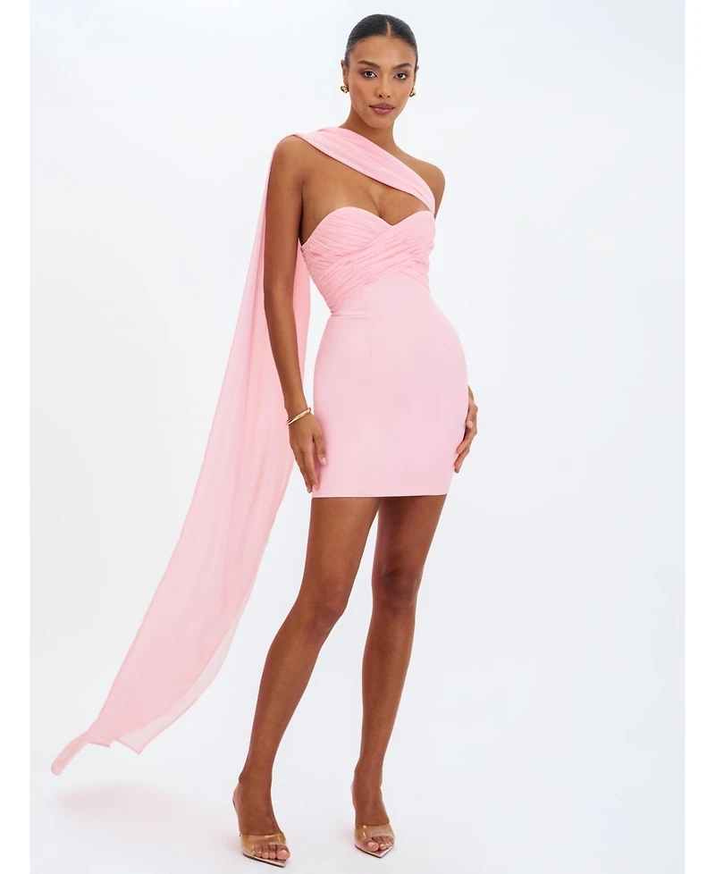 Miss Circle Women's Olivia Rose Pink Strapless Crossover Mini Dress