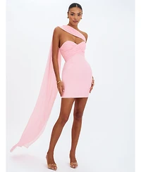 Miss Circle Women's Olivia Rose Pink Strapless Crossover Mini Dress