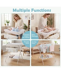 Costway Baby Changing Table Folding Diaper Station Organizer with Storage