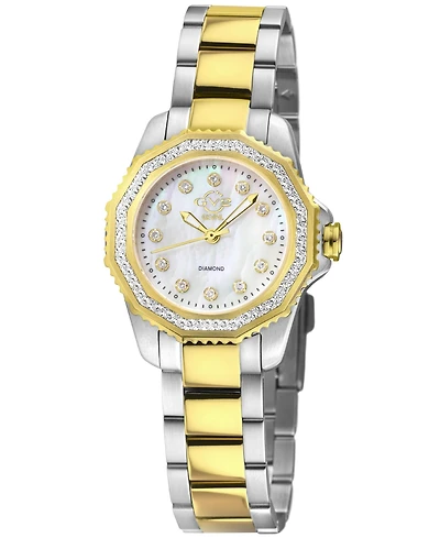 GV2 by Gevril Women's Cortina Swiss Quartz Diamond Two tone Ipyg/Ss Stainless Steel Bracelet Watch