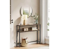 Slickblue 2-Tier Sofa Table with Built-In Power Outlet and Storage Shelves