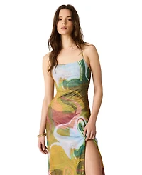 Steve Madden Women's Adella Printed Square Neck Midi Dress