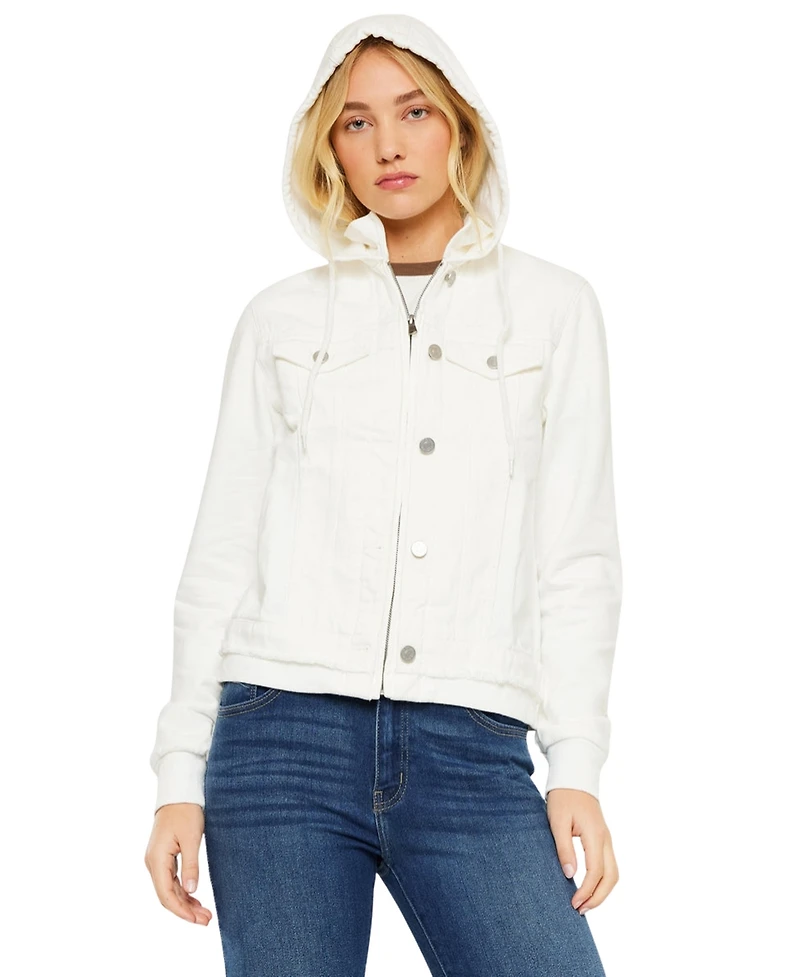 KanCan Women's Eleni Hooded Denim Jacket