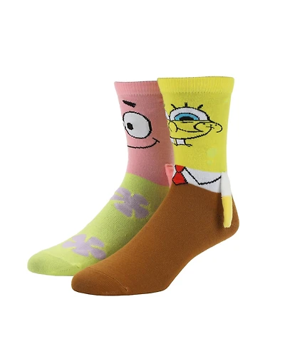 SpongeBob SquarePants Women's and Patrick Casual Crew Socks With 3D Arms and Magnetic Hands
