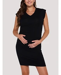 Motherhood Maternity Muscle Sleeve V-Neck Mini Dress