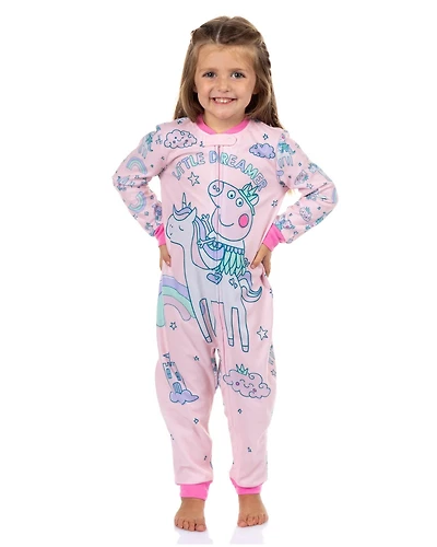 Peppa Pig Toddler Girls Pajama Dreamer Zip Front Footless Sleeper Union Suit Lounge Sleepwear