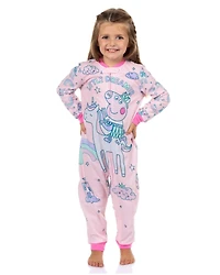 Peppa Pig Toddler Girls Pajama Dreamer Zip Front Footless Sleeper Union Suit Lounge Sleepwear
