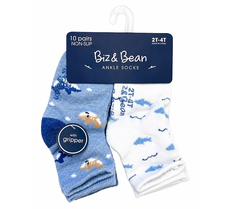 Rainbow Sugar Biz & Bean Toddler Boys' and Girls' 2T-4T Grippers Socks, 10-Pack