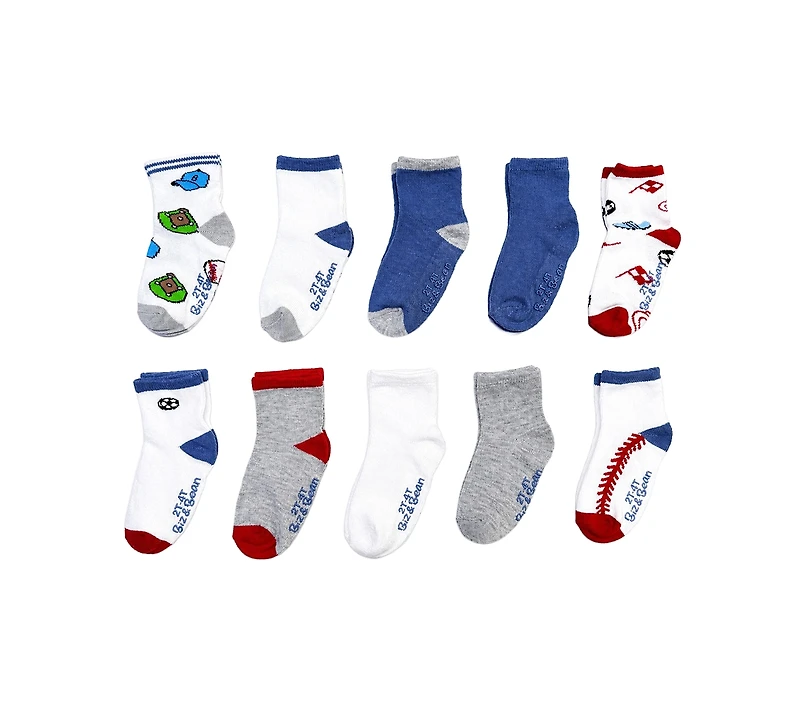 Rainbow Sugar Biz & Bean Toddler Boys' and Girls' 2T-4T Grippers Socks, 10-Pack