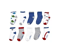 Rainbow Sugar Biz & Bean Toddler Boys' and Girls' 2T-4T Grippers Socks, 10-Pack