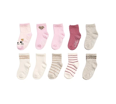 Rainbow Sugar Biz & Bean Toddler Boys' and Girls' 2T-4T Grippers Socks, 10-Pack