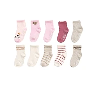 Rainbow Sugar Biz & Bean Toddler Boys' and Girls' 2T-4T Grippers Socks, 10-Pack