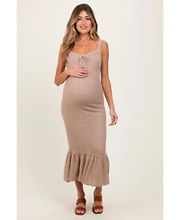 Pinkblush Women's Crochet Knit Front Tie Maternity Midi Dress