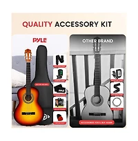 Pyle 39" Classic Guitar Kit with Digital Tuner and Accessories - PGACLS90BB