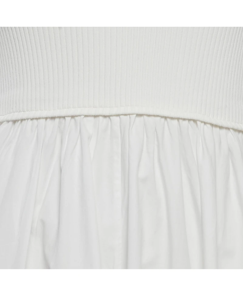 Pre-Owned Zimmermann Women's Rib Knit And Poplin Scoop Neck Long Dress