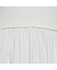 Pre-Owned Zimmermann Women's Rib Knit And Poplin Scoop Neck Long Dress