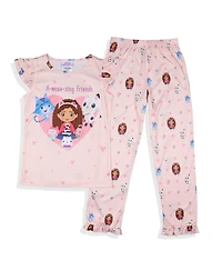 Gabby's Dollhouse Girls' A-Meow-Zing Friends 2-Piece Pajama Kids Sleep Set