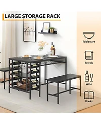 gaomon 3-Piece Dining Set for 4, Table with 2 Benches