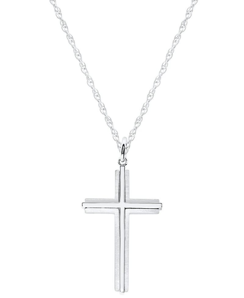 Macy's Men's Struck Cross Pendant Necklace in Sterling Silver