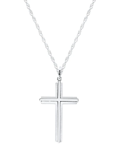 Macy's Men's Struck Cross Pendant Necklace in Sterling Silver