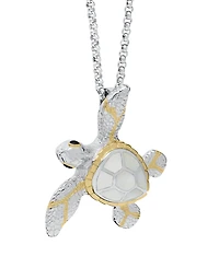 Macy's White Imitation Pearl Turtle Pendant Necklace in Sterling Silver