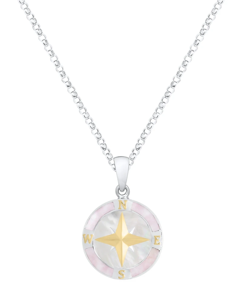 Macy's Pink Pearl Compass Pendant Necklace in Sterling Silver