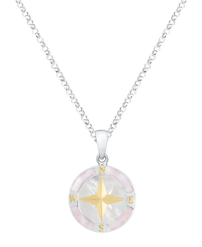 Macy's Pink Pearl Compass Pendant Necklace in Sterling Silver